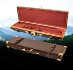Tkl Outdoors 12 Gauge Leather And Oak Over/under Shotgun Case A9033. Fixed Price $350.00.