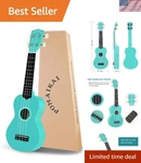Elegant Blue Soprano Ukulele 21" Lightweight & Durable For Young Musicians. Fixed Price $48.50.