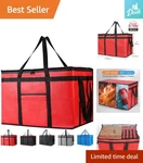 Large Insulated Food Delivery Bag - Red, Water Resistant, 23"W X 15"H 14"D. Fixed Price $45.99.
