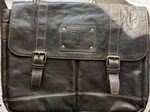 Indiana University Brown Leather Messenger Bag With Adjustable Strap And Buckles. Fixed Price $250.00.