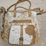 Myra Bag Tote With Zipper In Mesa Maverick Hair-on Hide Detachable Strap. Fixed Price $50.00.