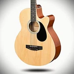 Short Scale Acoustic Electric Bass Guitar Natural Finish With Rosewood Fretboard. Fixed Price $108.99.