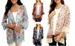 Ladies Jolt Junior's Crochet Hem Kimono Top Harvest Wine, Navy, Aqua -grain Xl. Fixed Price $26.95.