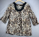 Jennifer Eden Women's Top Size 12 Leopard Print Bell Sleeve Scoop Neck Mob Wife. Fixed Price $24.99.