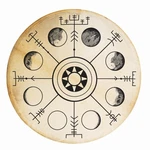 Terre Shaman Drum With Vegv Sir & Moon Phases DESIGN16" 20" Norse Ritual. Fixed Price $180.25.