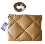 Duo Chic 14 Laptop Sleeve Bag Tan Quilted Pu Leather Padded Case With Strap. Fixed Price $23.00.