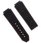 25MM Gator Leather Rubber Band Strap Clasp For Hublot Big Bang Black Red Stit. Fixed Price $24.95.