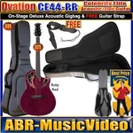 Ovation Elite Celebrity Ruby Red E-acoustic Guitar Package/ On-stage & Gig Bag. Fixed Price $610.00.