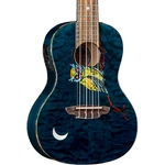 Luna Guitars Owl Quilt Top Concert Acousticelectric Ukulele Transparent Blue. Fixed Price $299.00.