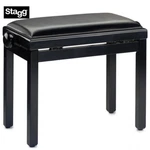 Stagg PB39-BKP-SBK Highgloss Oak Adjustable Piano Bench With Black Vinyl Top. Fixed Price $159.99.