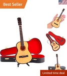 Detailed 9.84" Wooden Mini Guitar Replica With Stand & Case - Gift For Musicians. Fixed Price $59.89.