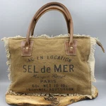 Myra Bags S-1046 Canvas Handbag Sel De Mer Upcycled Double Strap Leather. Fixed Price $30.00.